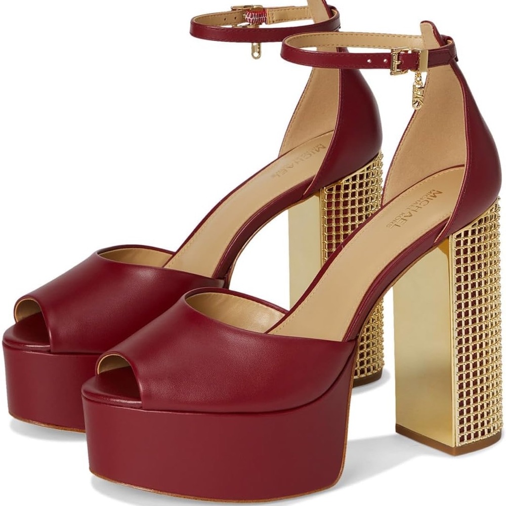MICHAEL Michael Kors Red and Gold Platform Heels